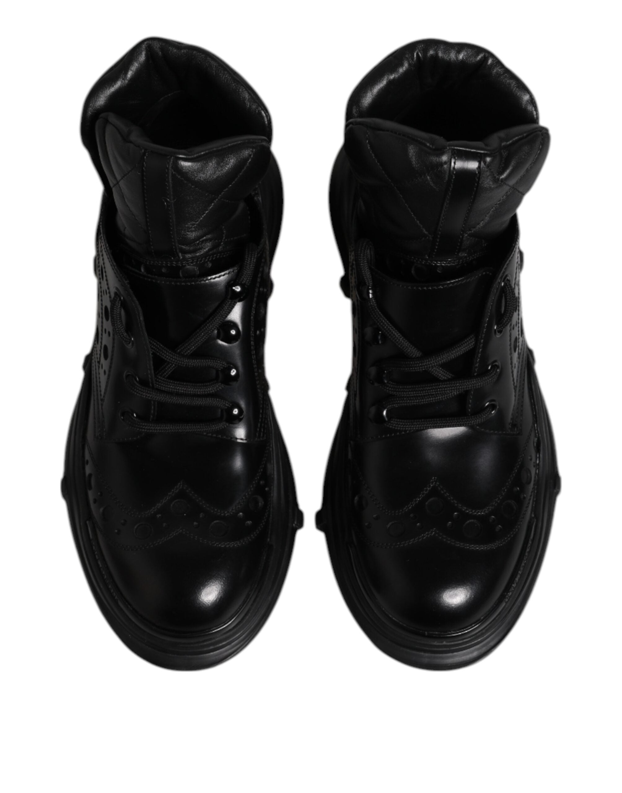 Dolce & Gabbana Schwarzes Leder Casual Herrenstiefel Schuhe