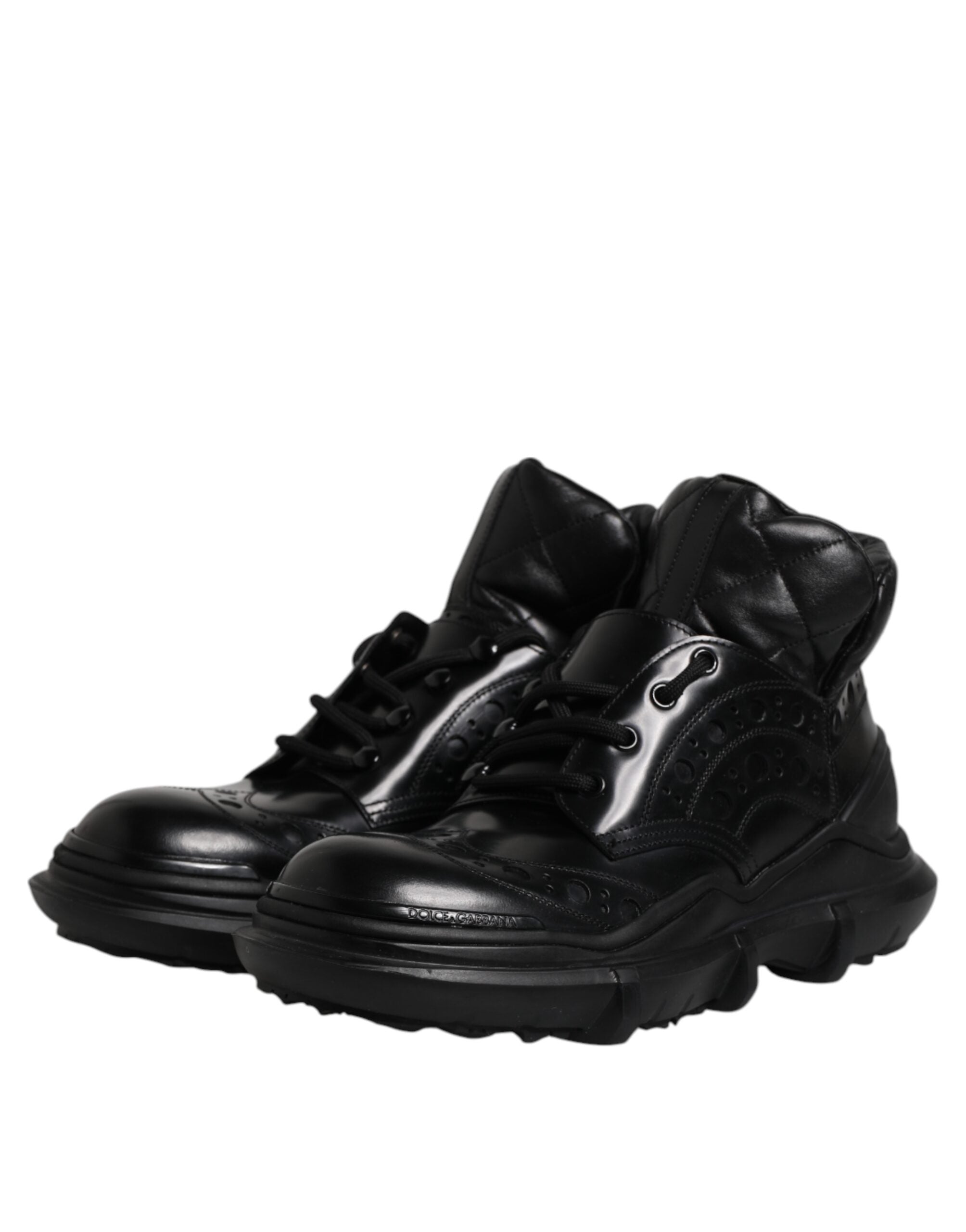 Dolce & Gabbana Schwarzes Leder Casual Herrenstiefel Schuhe