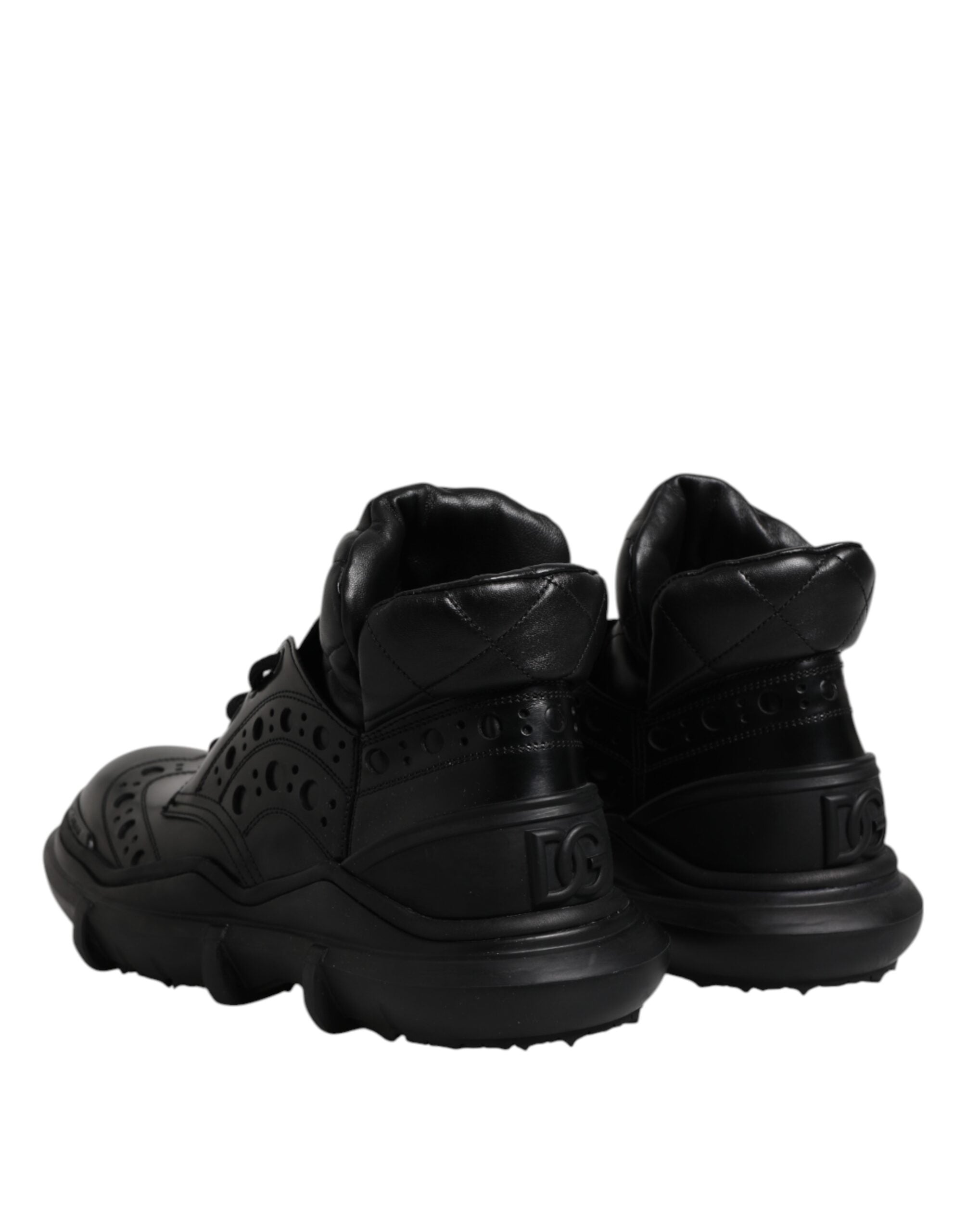 Dolce & Gabbana Schwarzes Leder Casual Herrenstiefel Schuhe