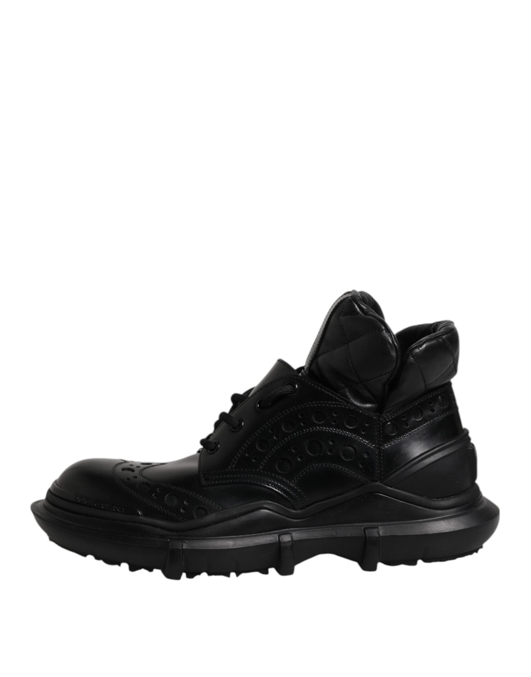 Dolce & Gabbana Schwarzes Leder Casual Herrenstiefel Schuhe
