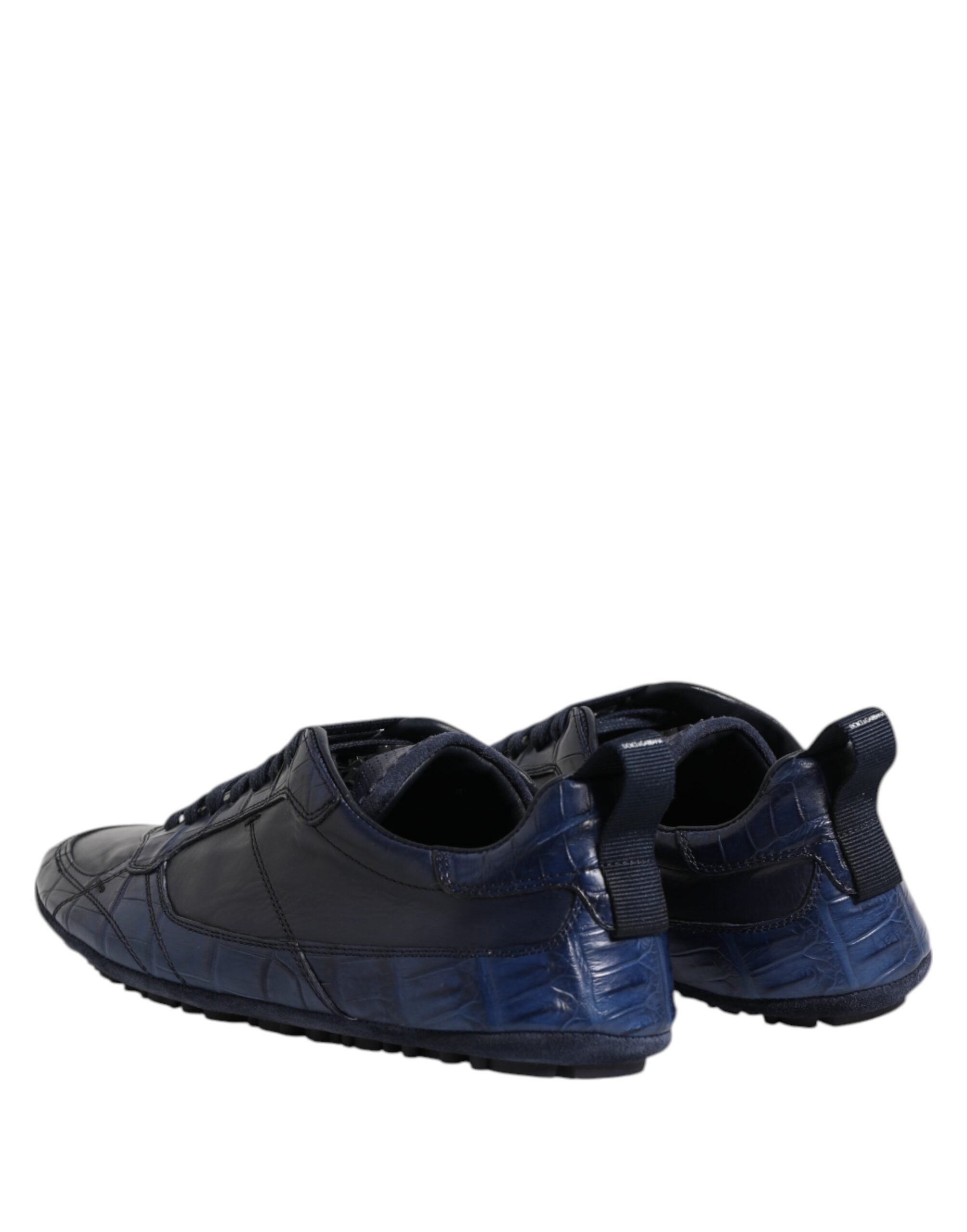 Dolce & Gabbana Dark Blue Leather Low Top Men's Trainers Shoes