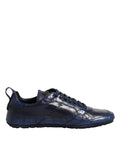Dolce & Gabbana Dark Blue Leather Low Top Men's Trainers Shoes