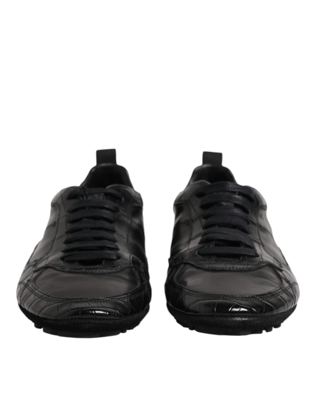 Dolce & Gabbana Schwarze Exotische Leder Low Top Sneakers Schuhe