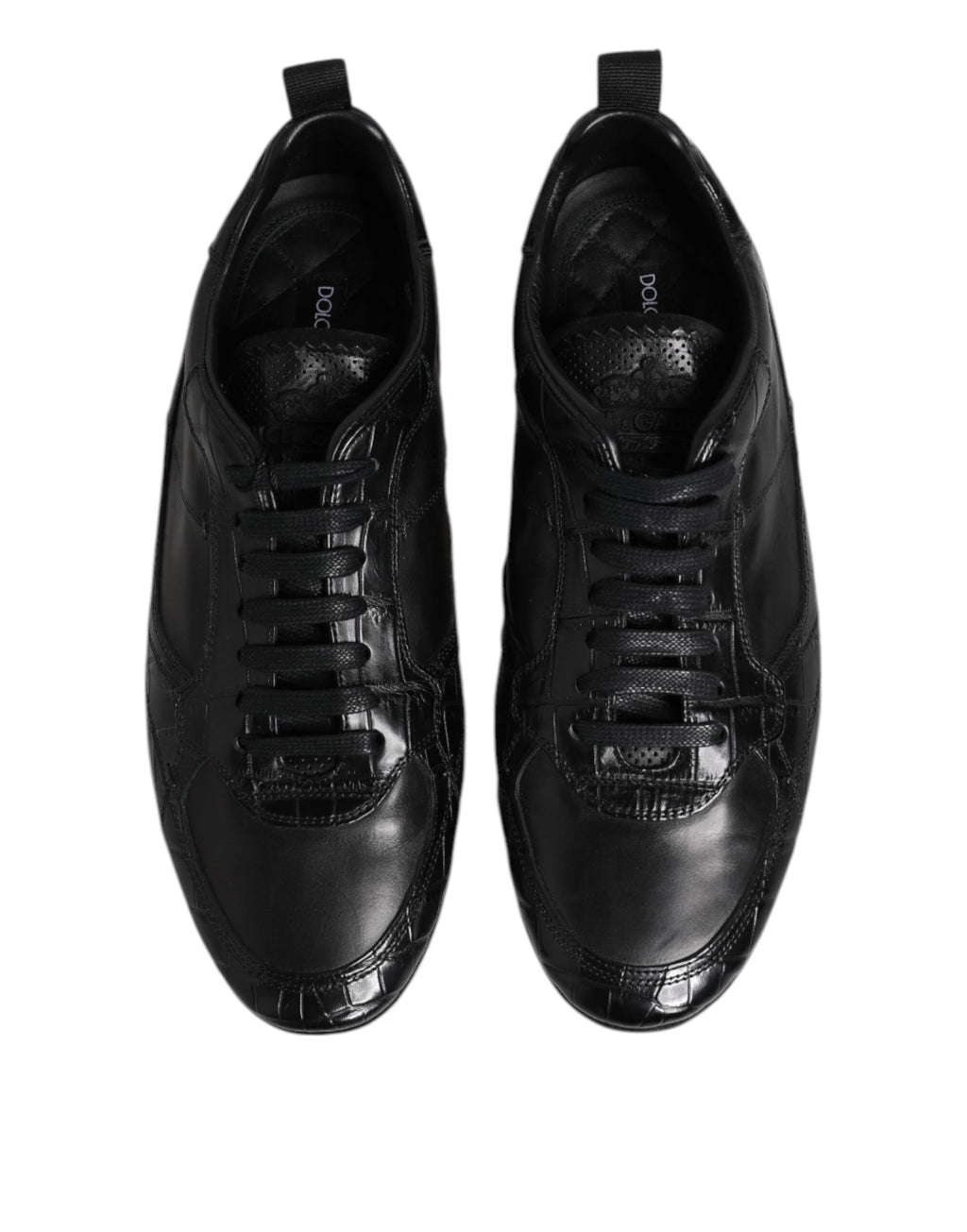 Dolce & Gabbana Schwarze Exotische Leder Low Top Sneakers Schuhe