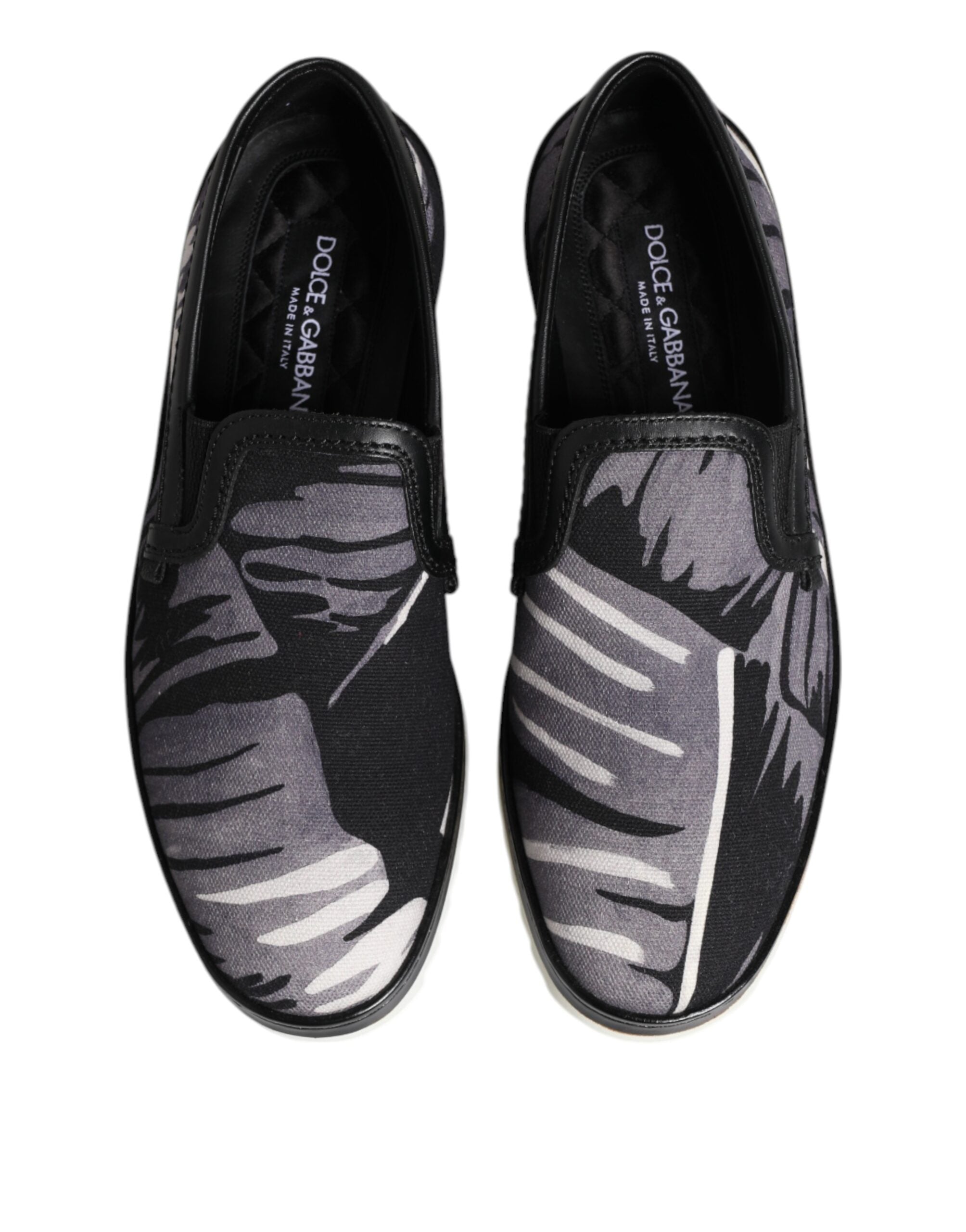 Dolce & Gabbana Black Tropical Slip-On Men's Sneakers Shoes