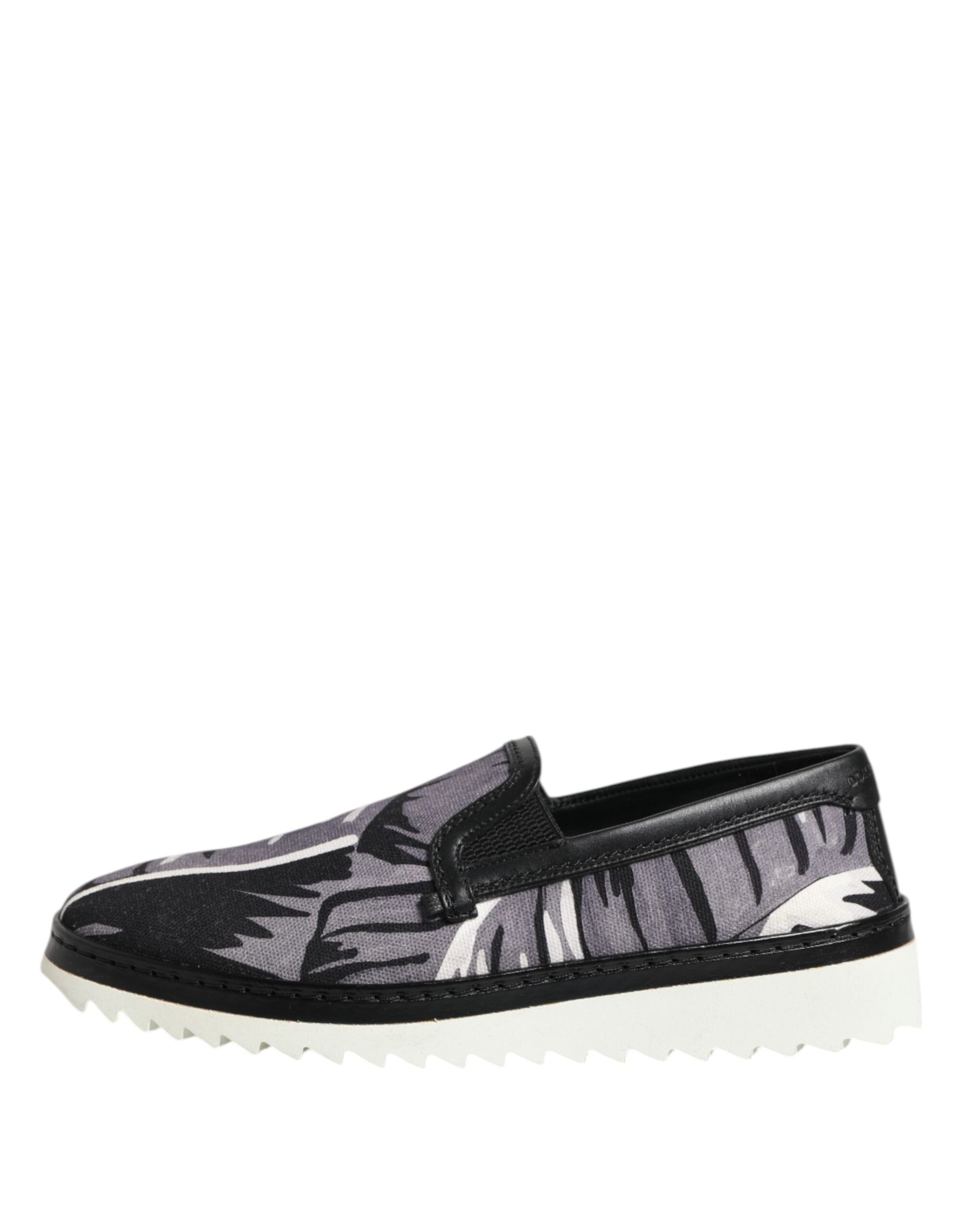 Dolce & Gabbana Black Tropical Slip-On Men's Sneakers Shoes