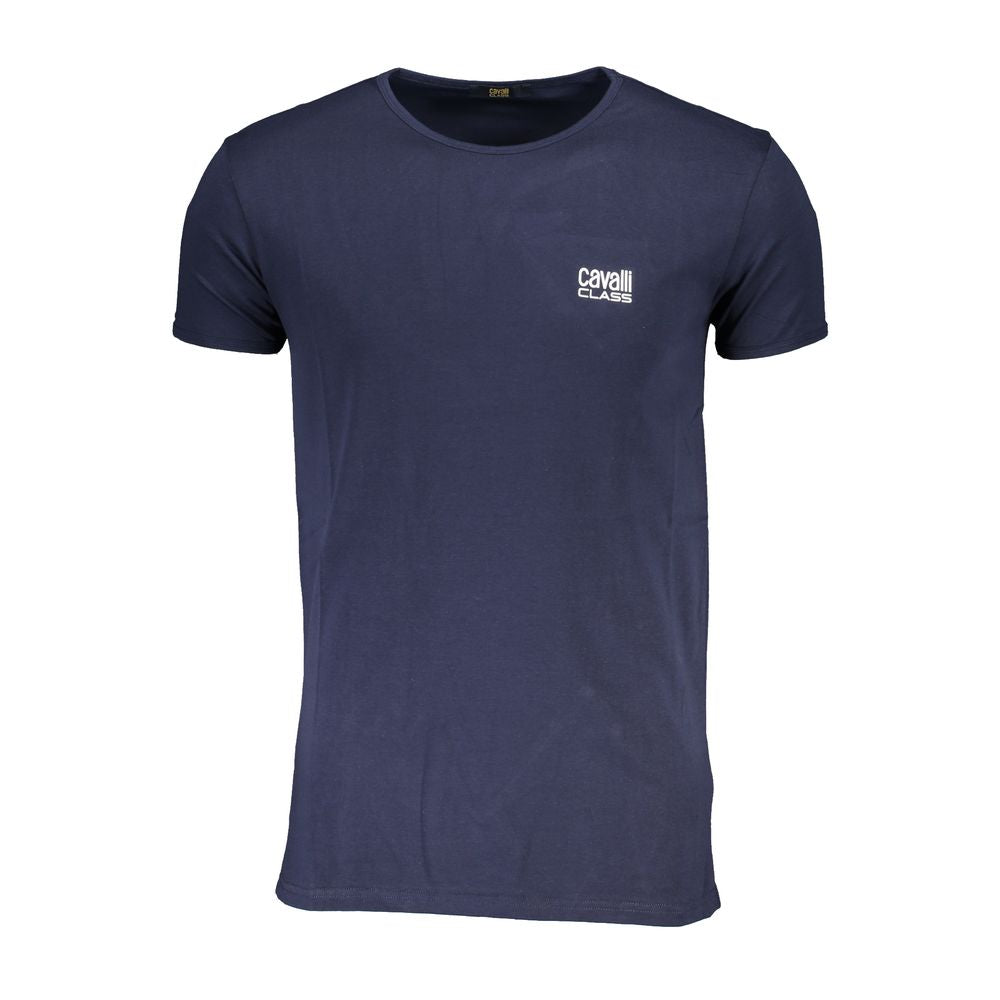 Cavalli Class Blaues Baumwoll-T-Shirt für Herren