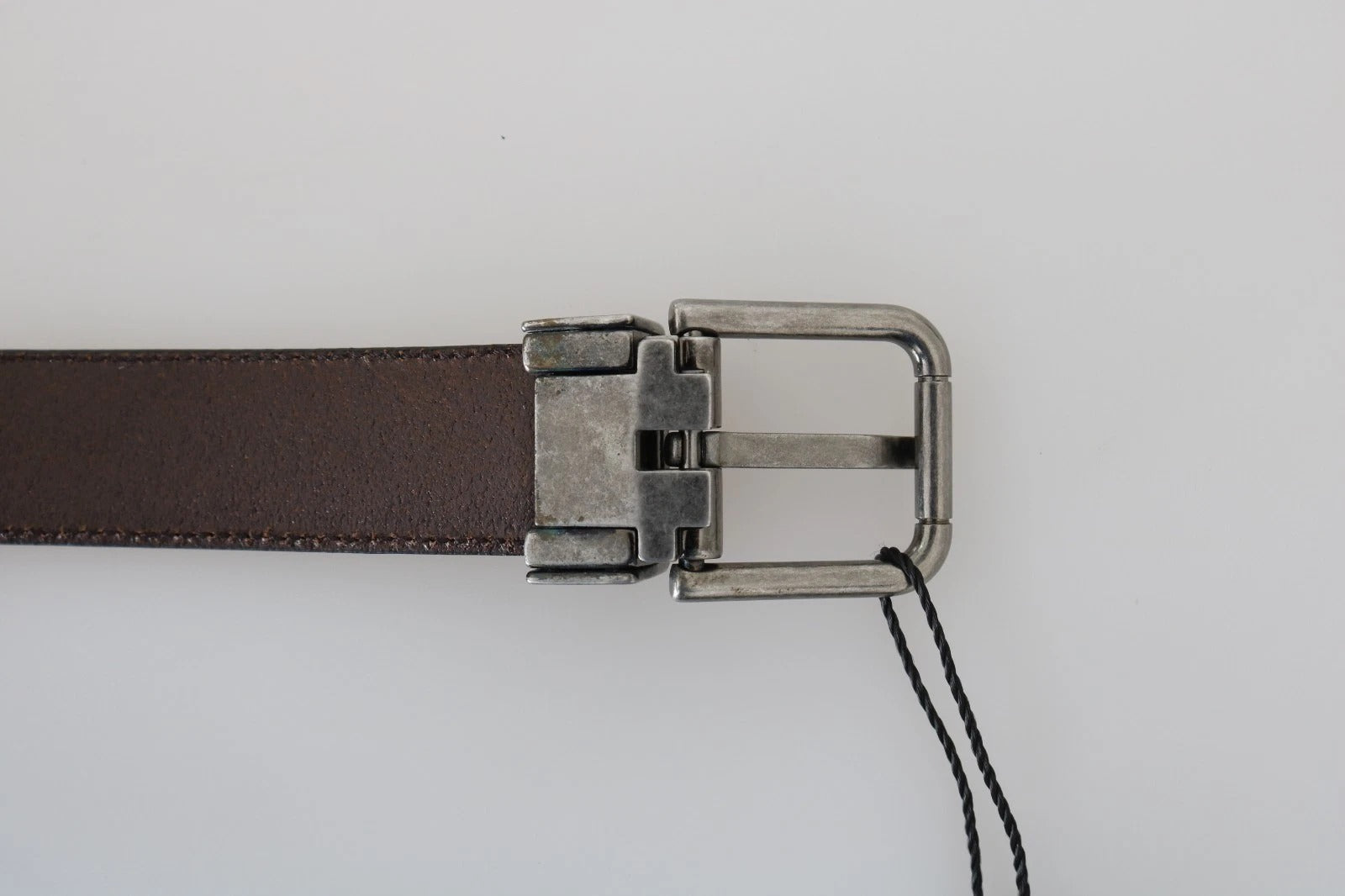 Dolce & Gabbana Blue Perforated Leather Belt with Grey Buckle