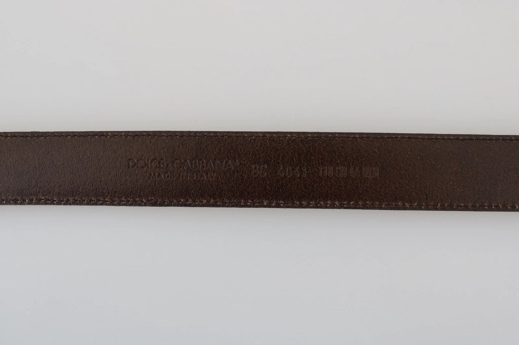Dolce & Gabbana Blue Perforated Leather Belt with Grey Buckle