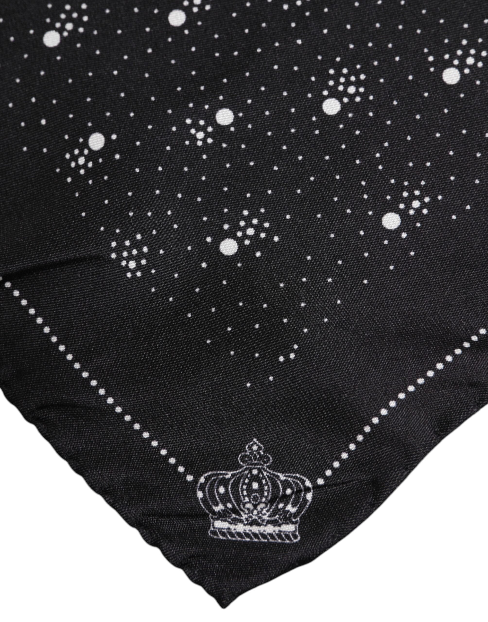 Dolce & Gabbana Black White Printed Square Men's Foulard Scarf