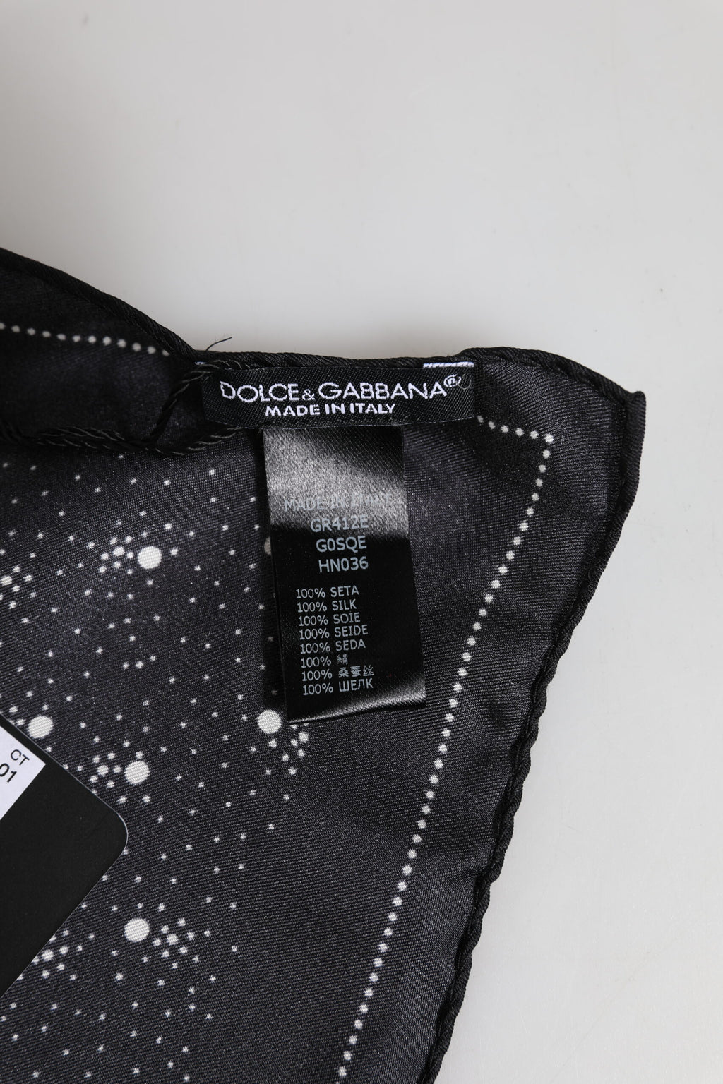 Dolce & Gabbana Black White Printed Square Men's Foulard Scarf