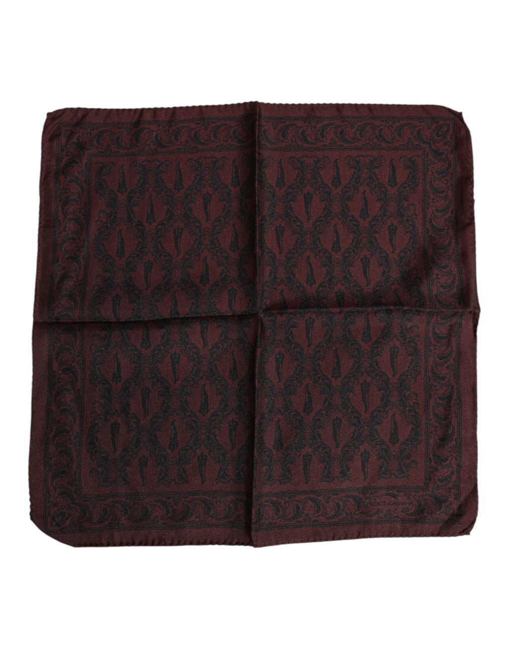 Dolce & Gabbana Maroon Black Printed Square Men's Foulard Scarf