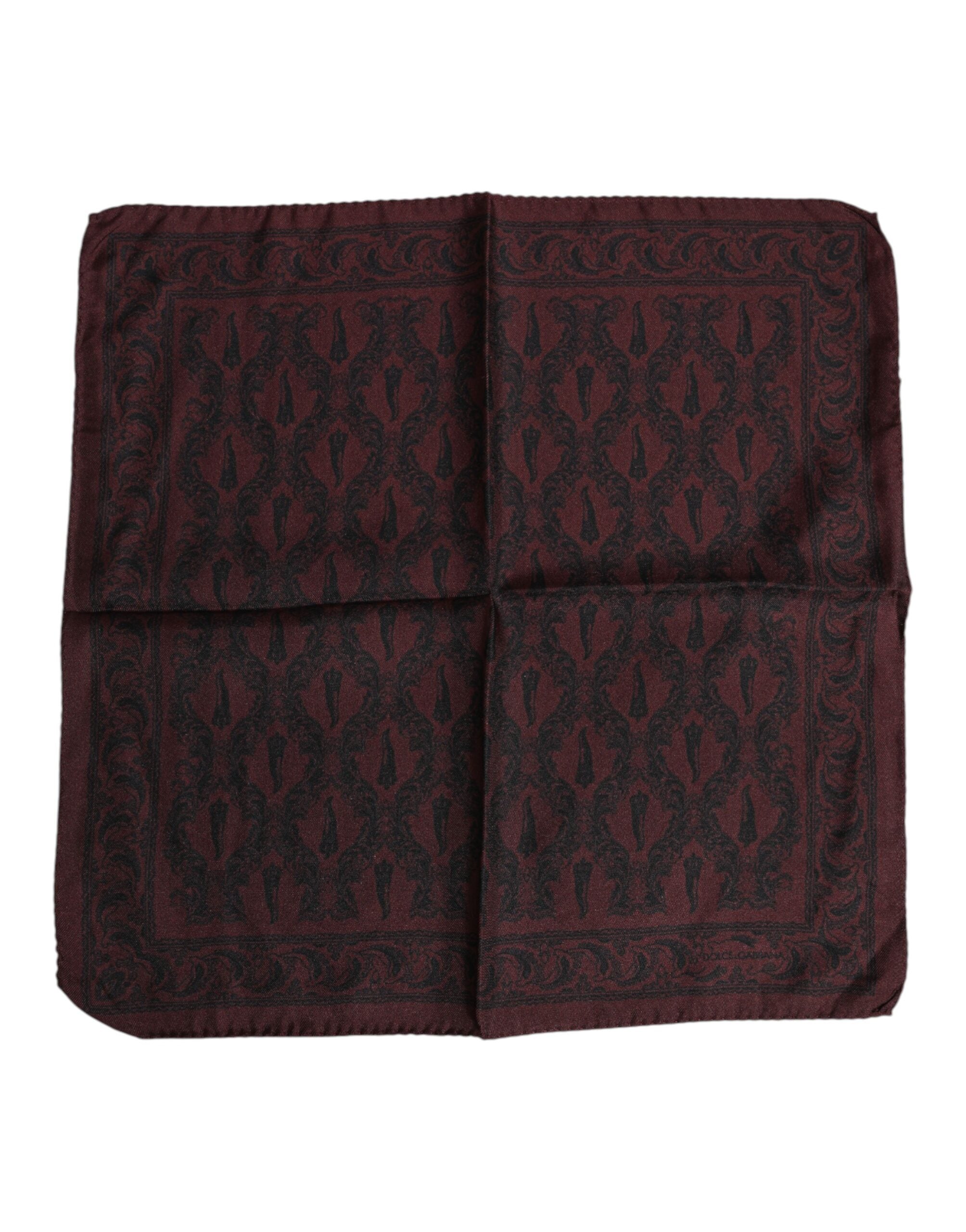 Dolce & Gabbana Maroon Black Printed Square Men's Foulard Scarf