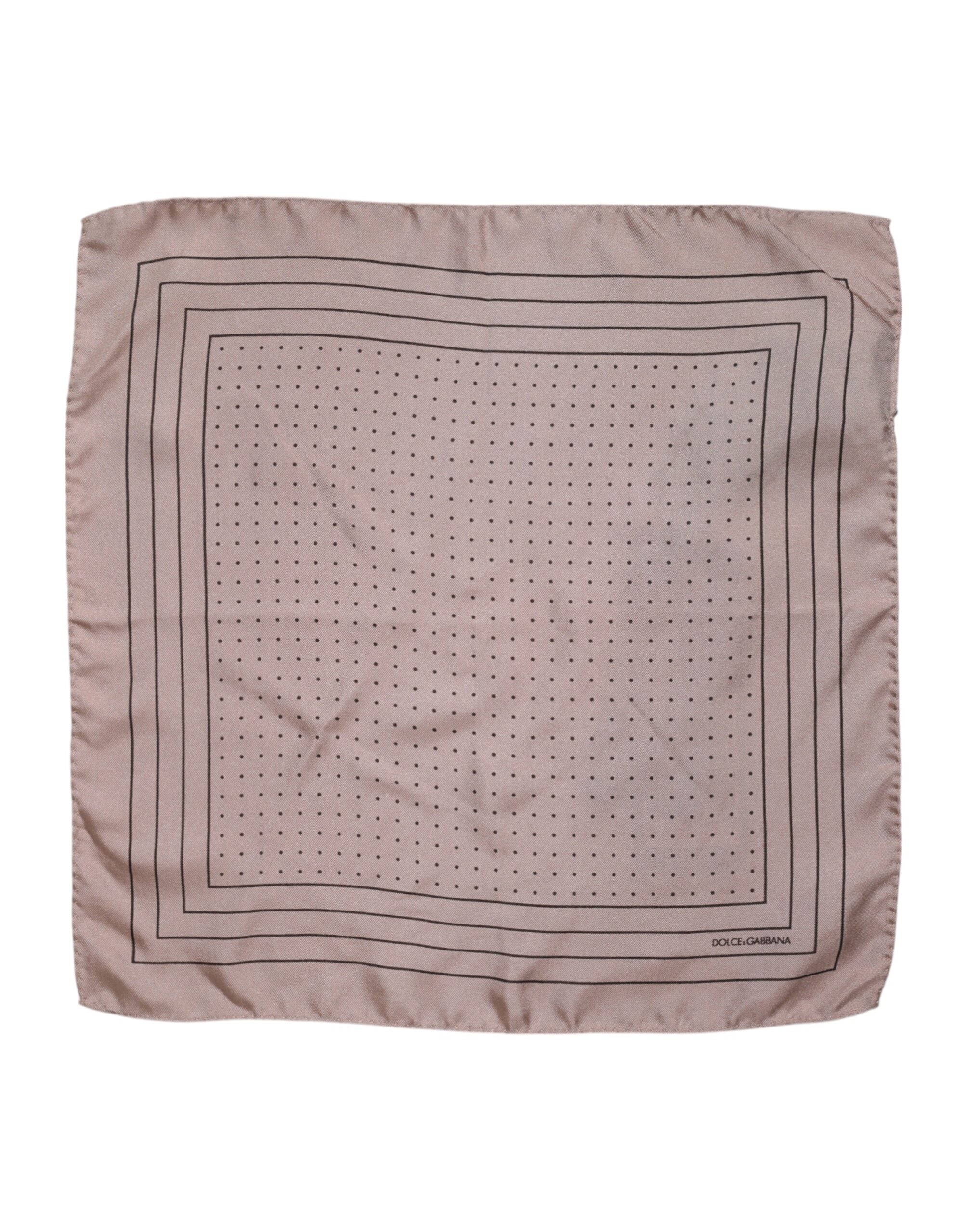 Dolce & Gabbana Beige gepunktetes Seidenquadrat Herren-Foulardtuch
