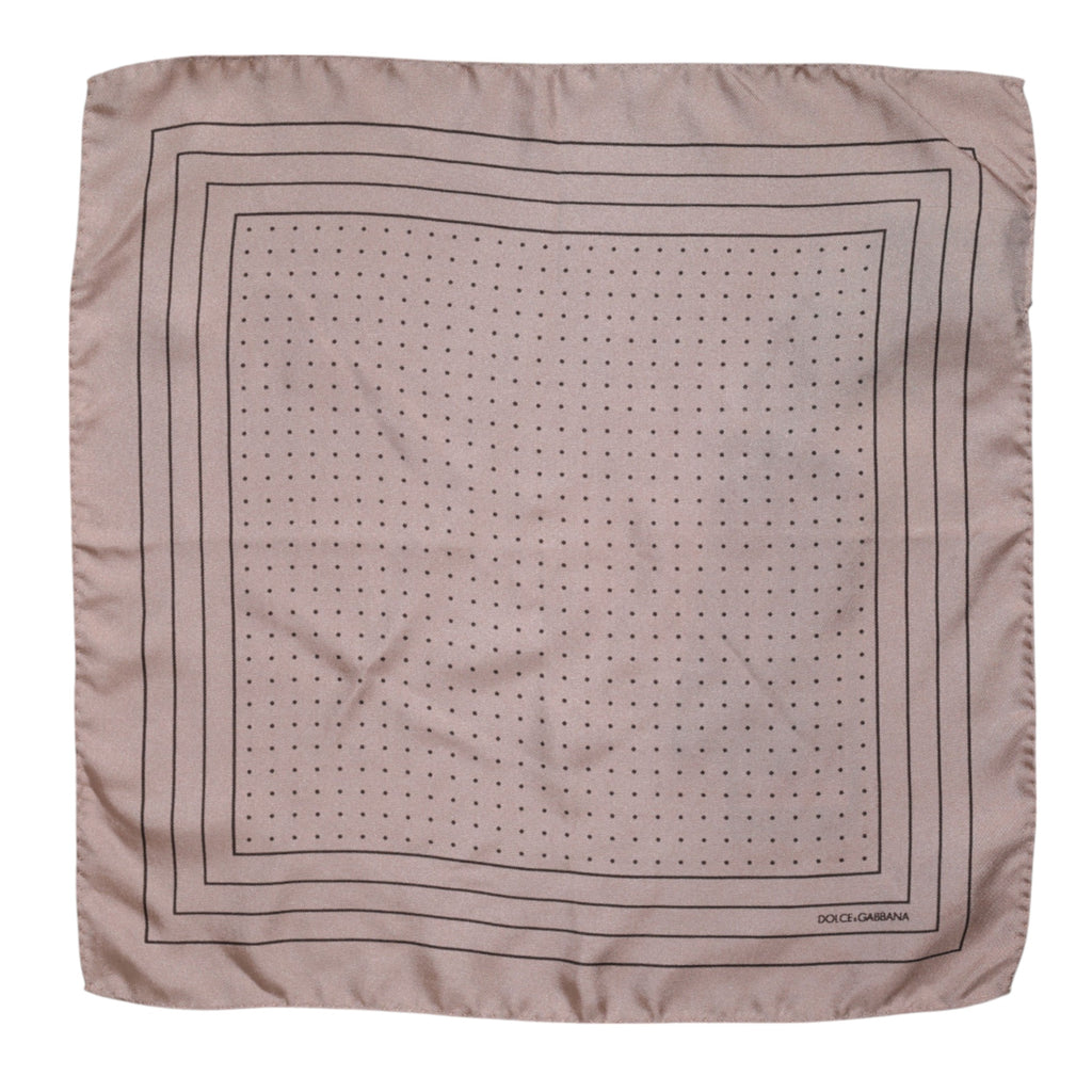 Dolce & Gabbana Beige gepunktetes Seidenquadrat Herren-Foulardtuch