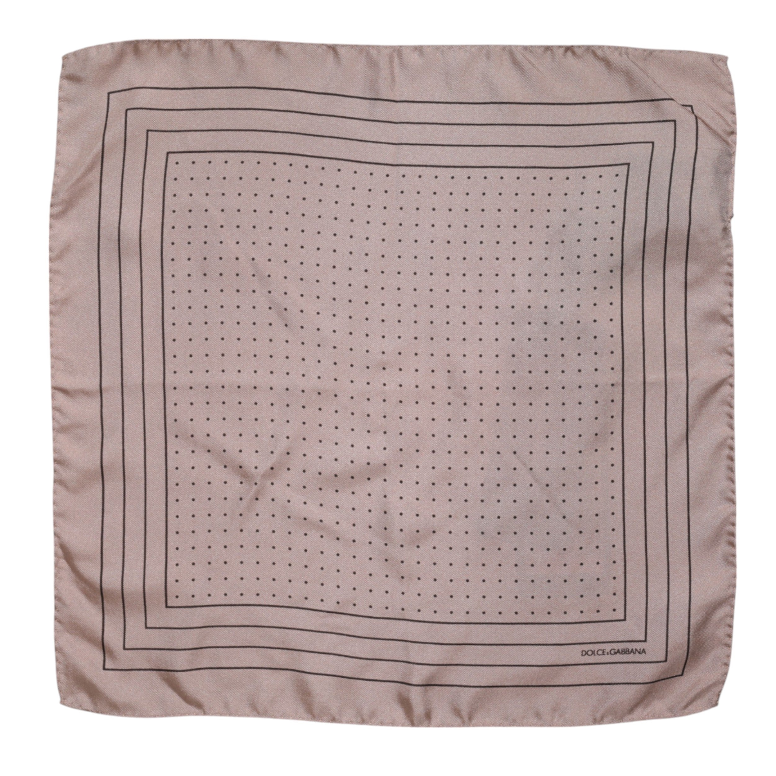 Dolce & Gabbana Beige gepunktetes Seidenquadrat Herren-Foulardtuch