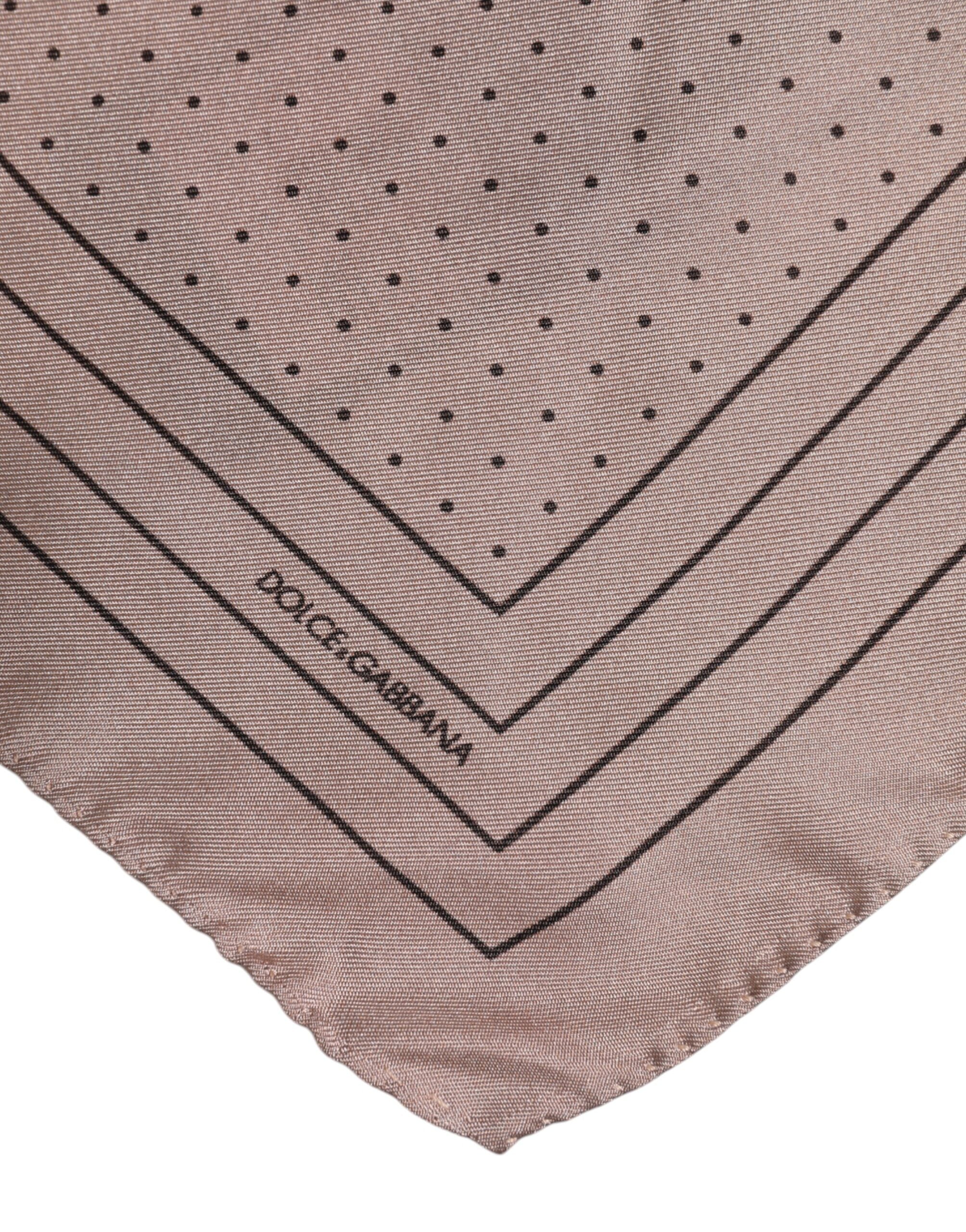 Dolce & Gabbana Beige gepunktetes Seidenquadrat Herren-Foulardtuch