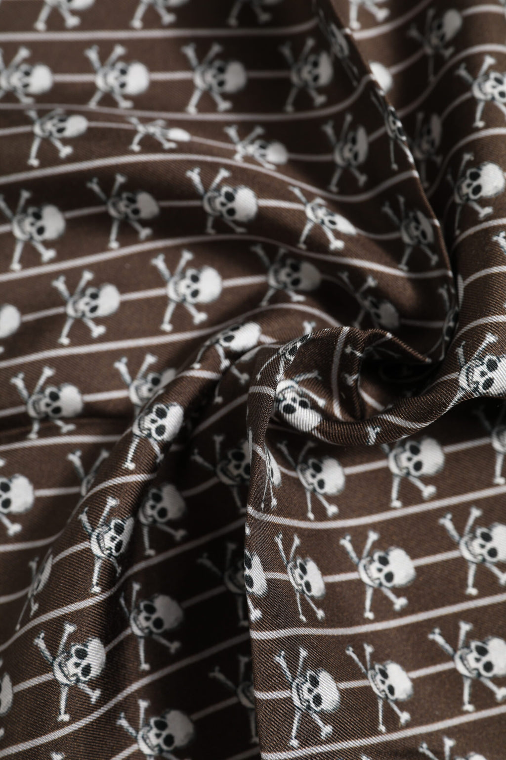 Dolce & Gabbana Brauner Totenkopf Seide Quadrat Männer Foulard Schal