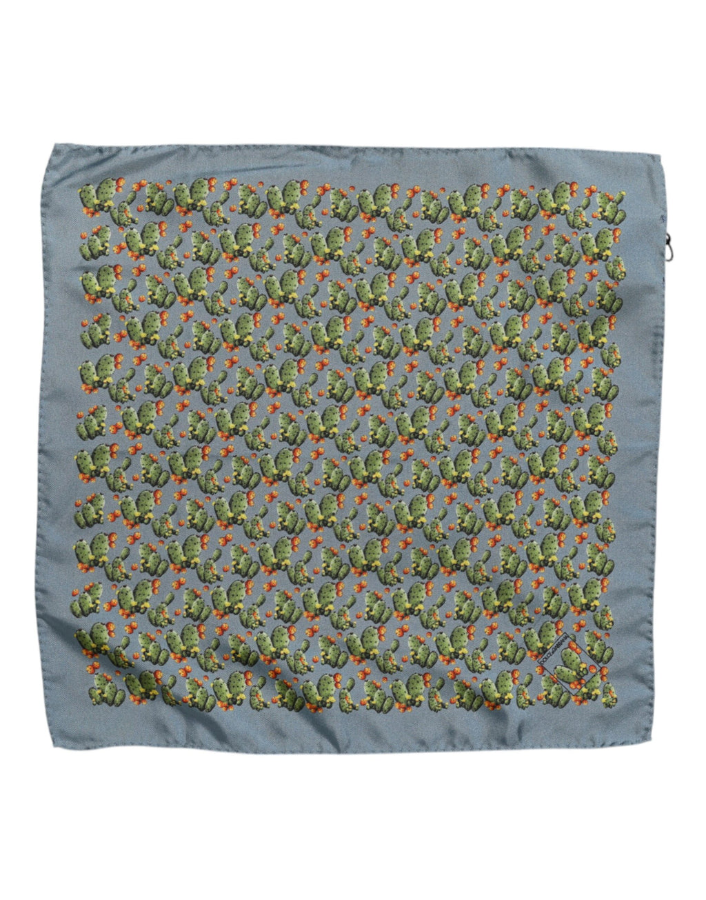 Dolce & Gabbana Grey-Green Cactus Print Square Foulard Scarf