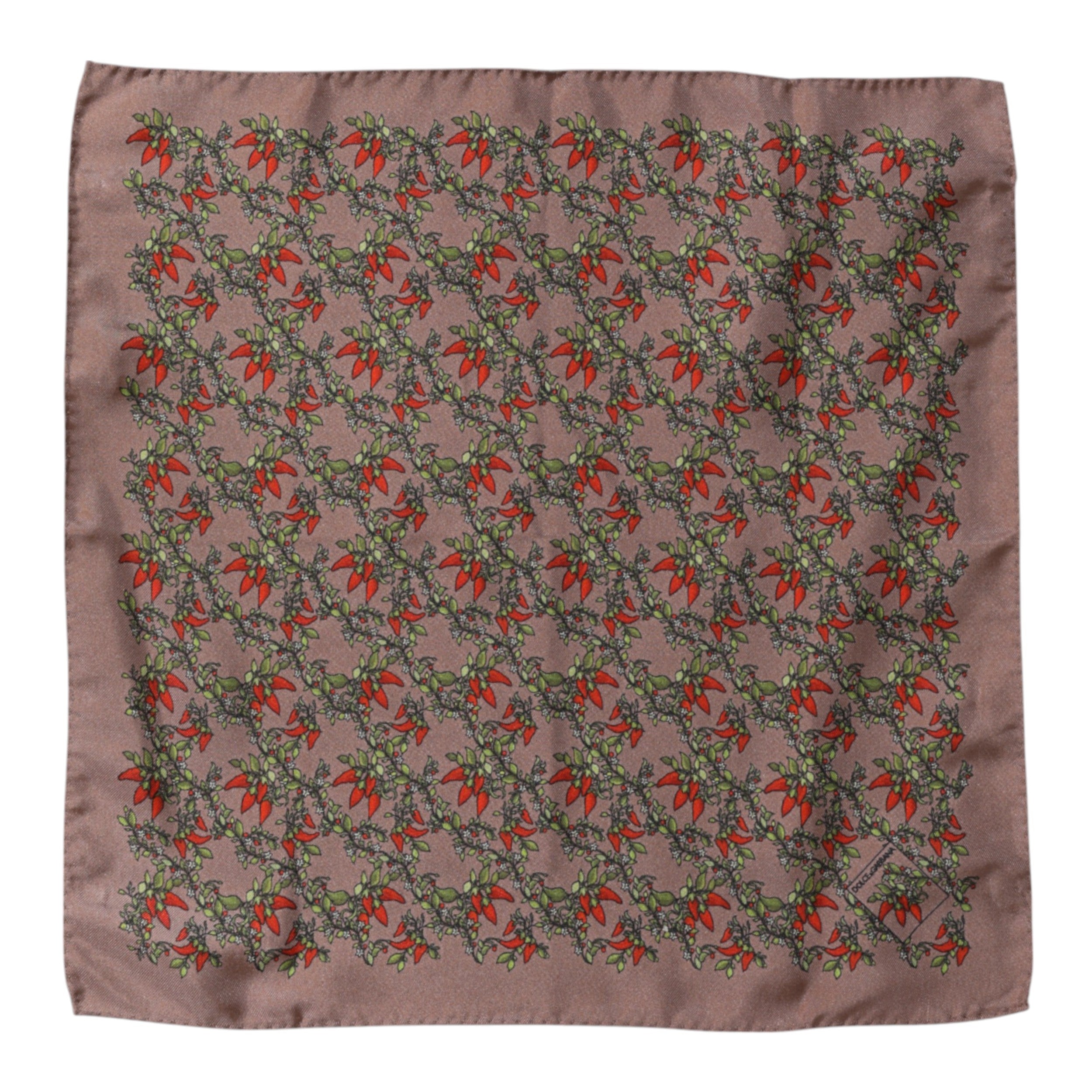 Dolce & Gabbana Brauner Chilis Seidenschal Quadratisch Herren Foulard Schal