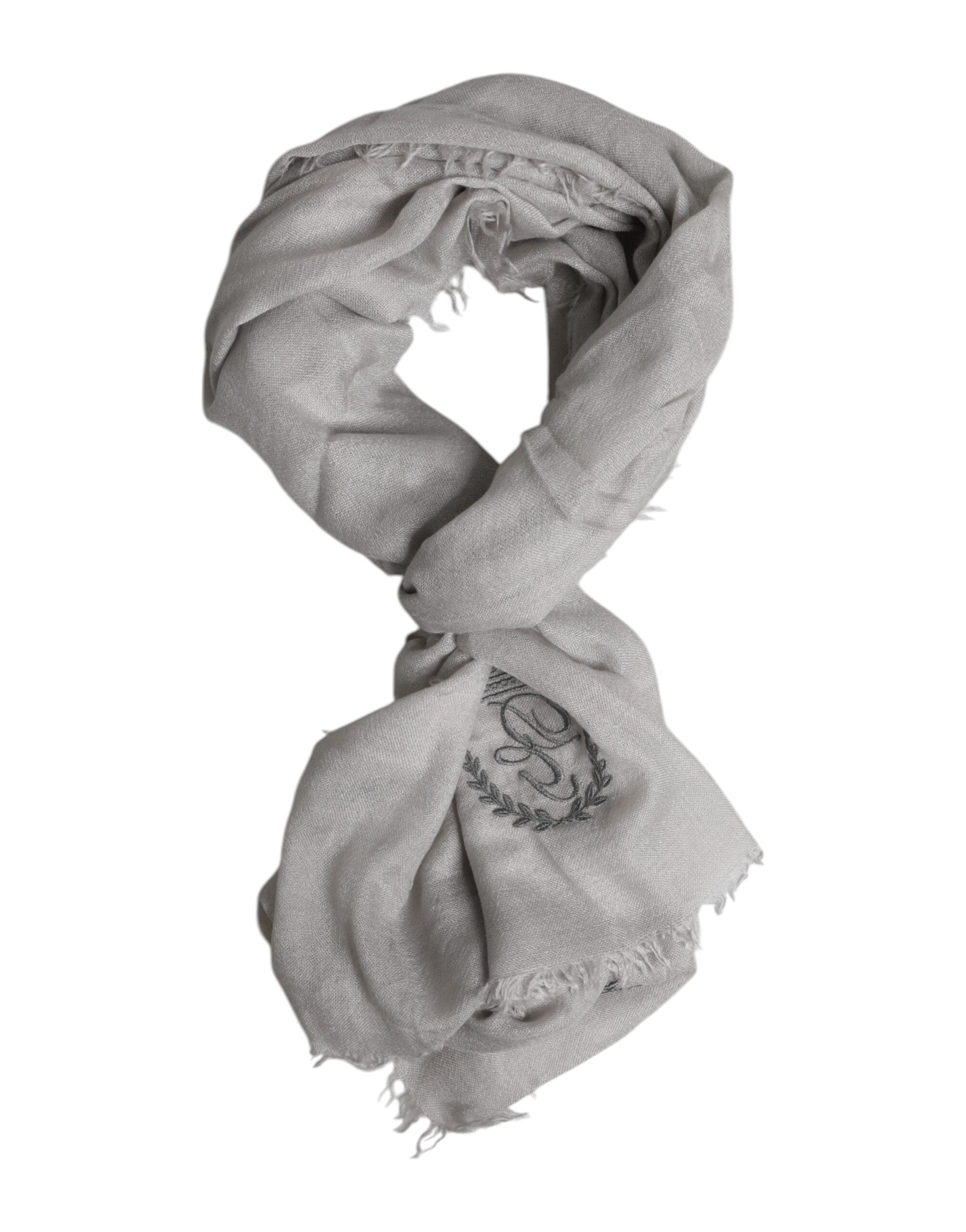 Dolce & Gabbana Grey DG Crown Neck Warmer Wrap Scarf