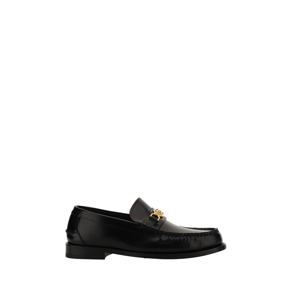 Versace Schwarze Loafer aus Kalbsleder Bos Taurus zum Hineinschlüpfen