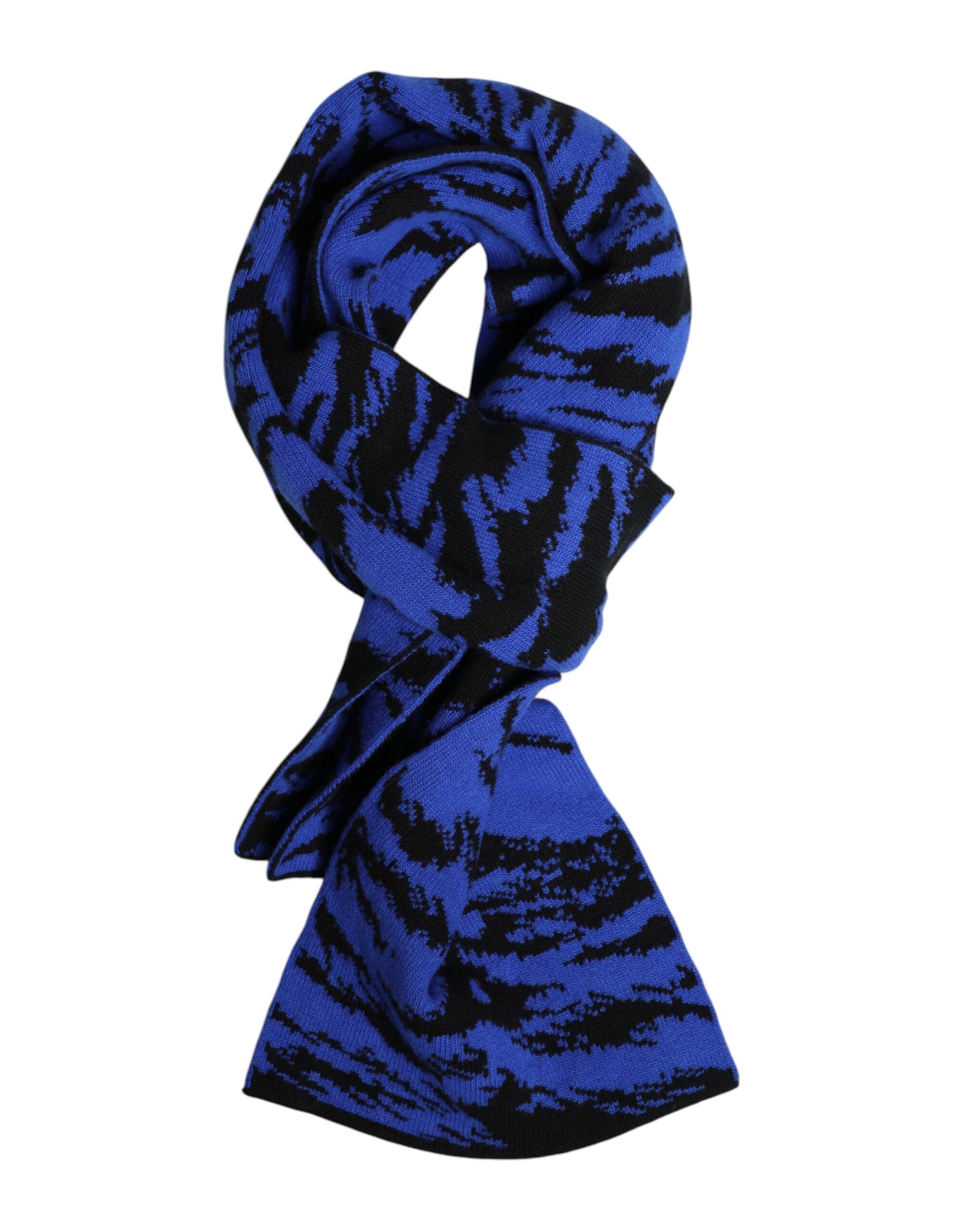 Dolce & Gabbana Blue Black Logo Neck Warmer Wrap Scarf