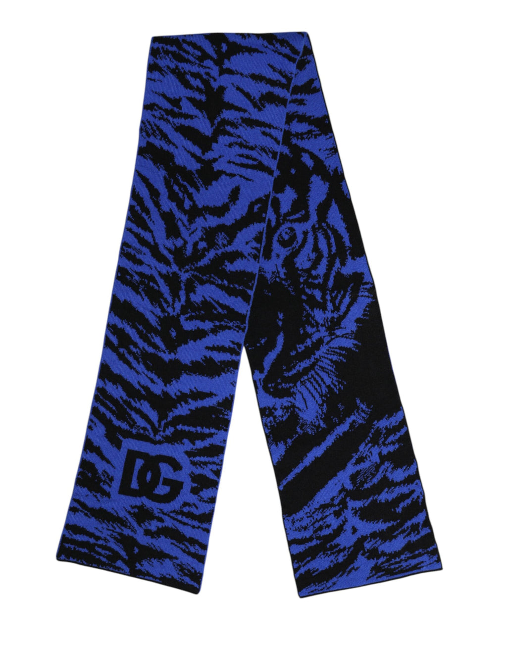 Dolce & Gabbana Blue Black Logo Neck Warmer Wrap Scarf