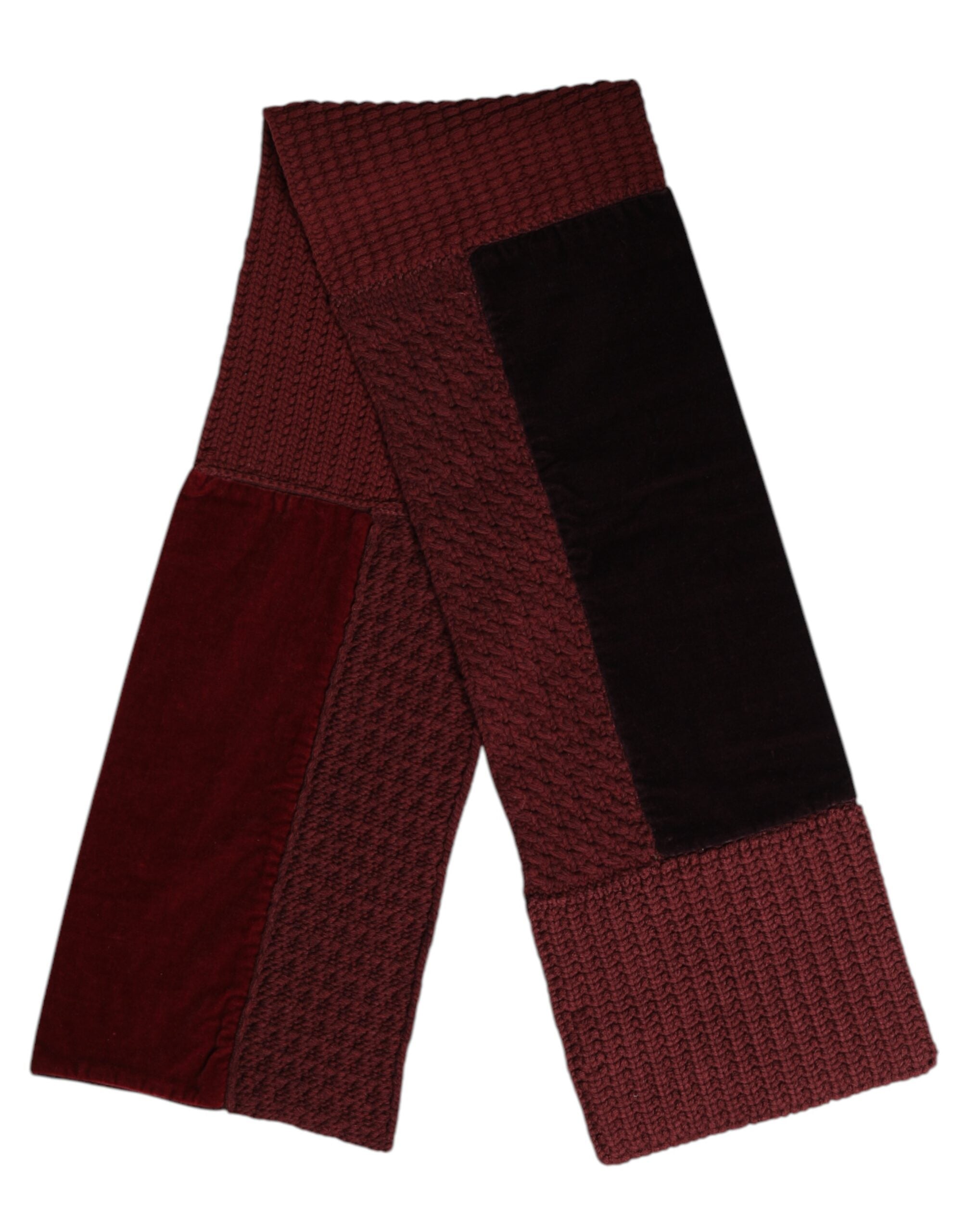 Dolce & Gabbana Maroon Black Neck Warmer Wrap Scarf