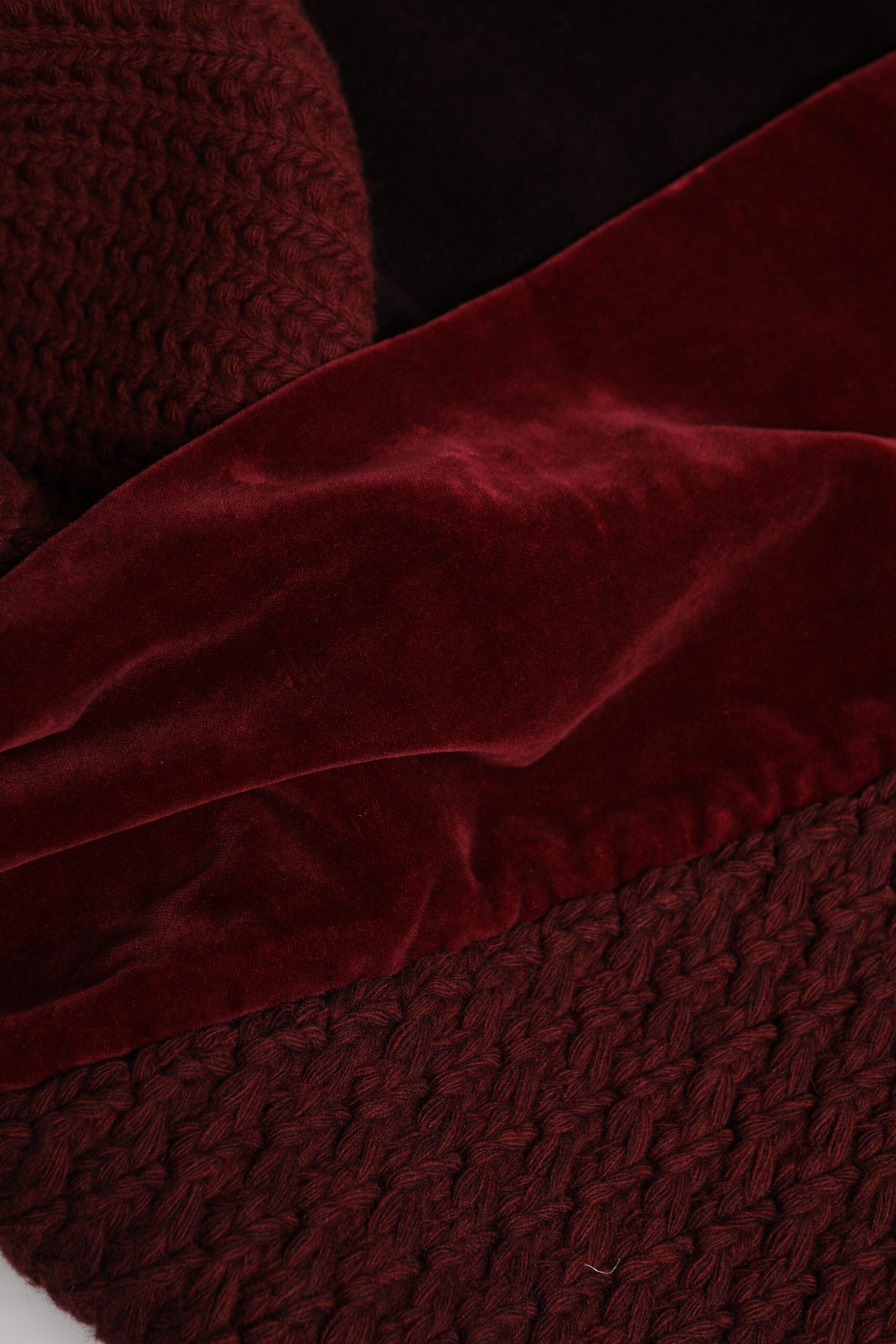 Dolce & Gabbana Maroon Black Neck Warmer Wrap Scarf