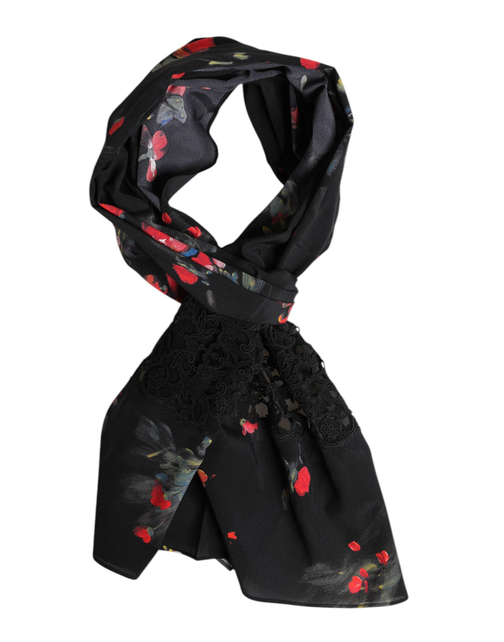 Dolce & Gabbana Schwarzer Floral Print Halswärmer Wickelschal