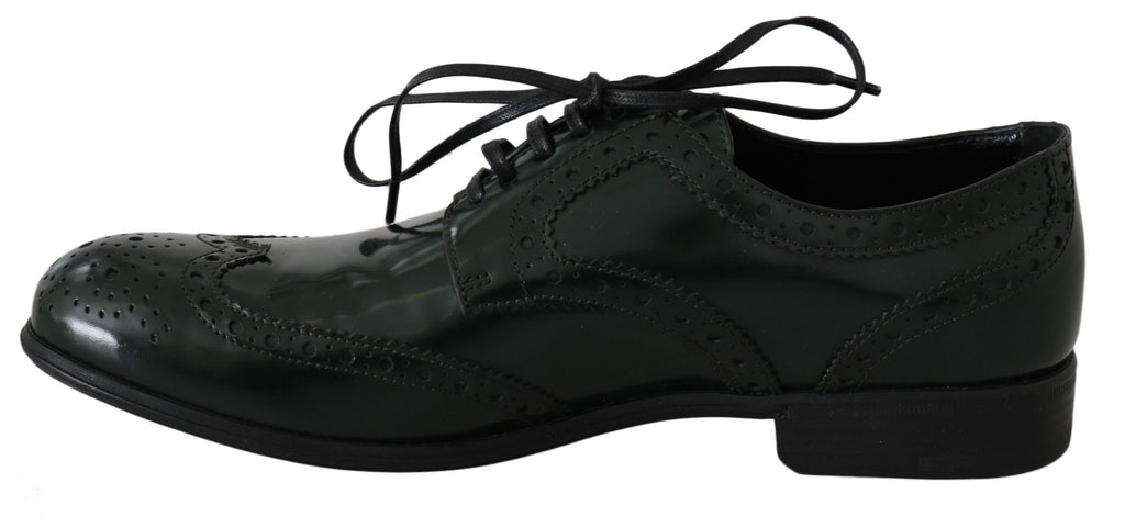 Dolce & Gabbana Green Leather Brogue Oxford Wingtip Shoes