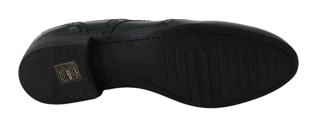 Dolce & Gabbana Green Leather Brogue Oxford Wingtip Shoes