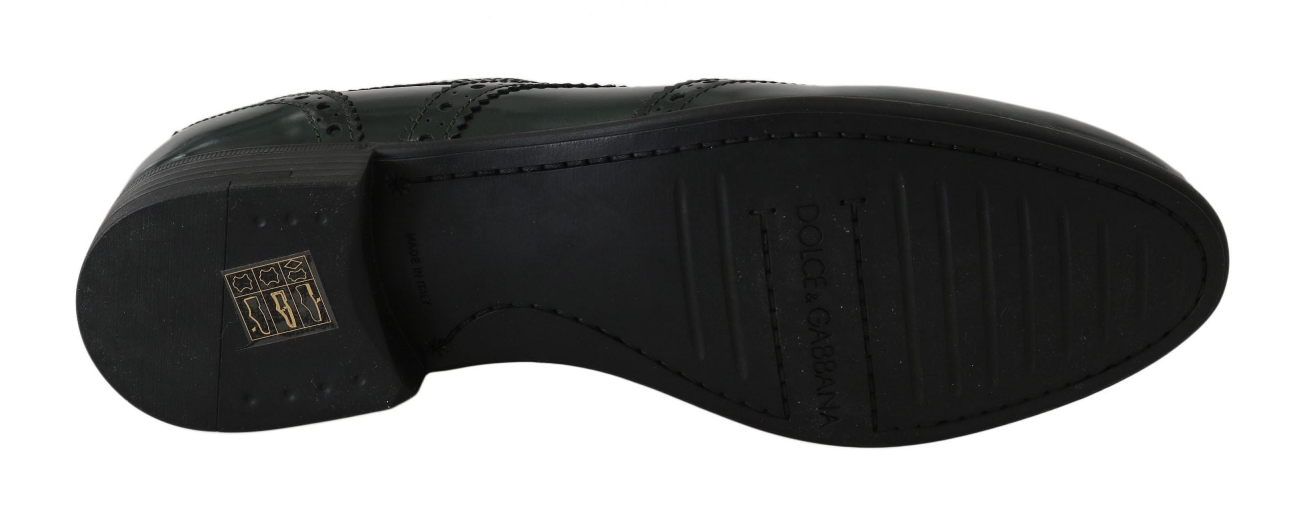Dolce & Gabbana Green Leather Brogue Oxford Wingtip Shoes