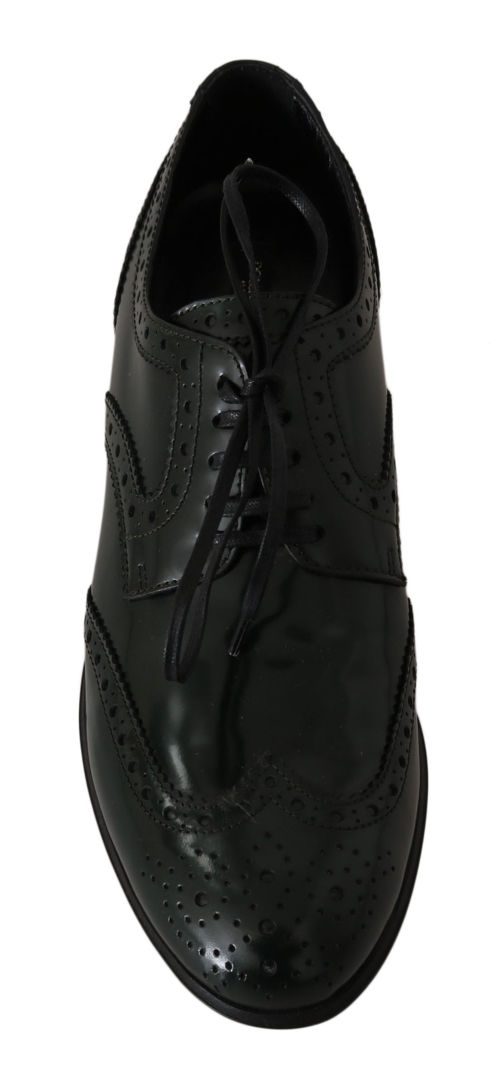 Dolce & Gabbana Green Leather Brogue Oxford Wingtip Shoes