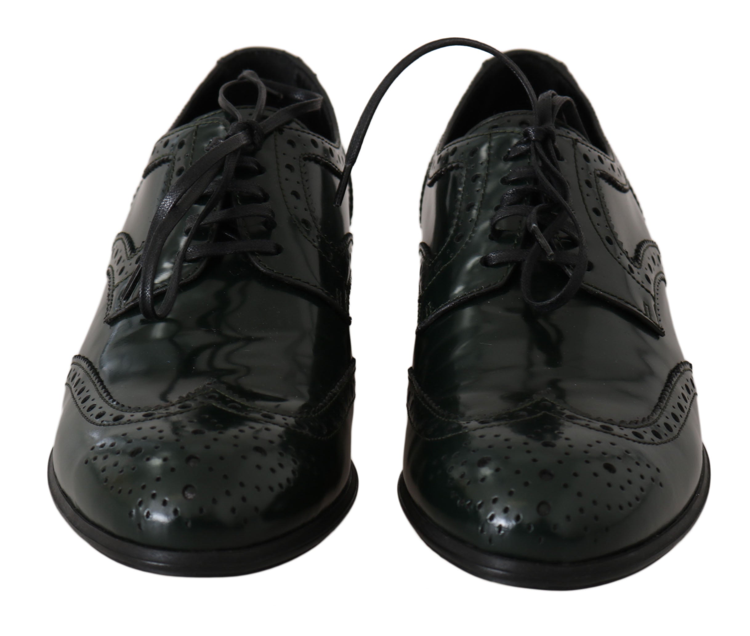 Dolce & Gabbana Green Leather Brogue Oxford Wingtip Shoes
