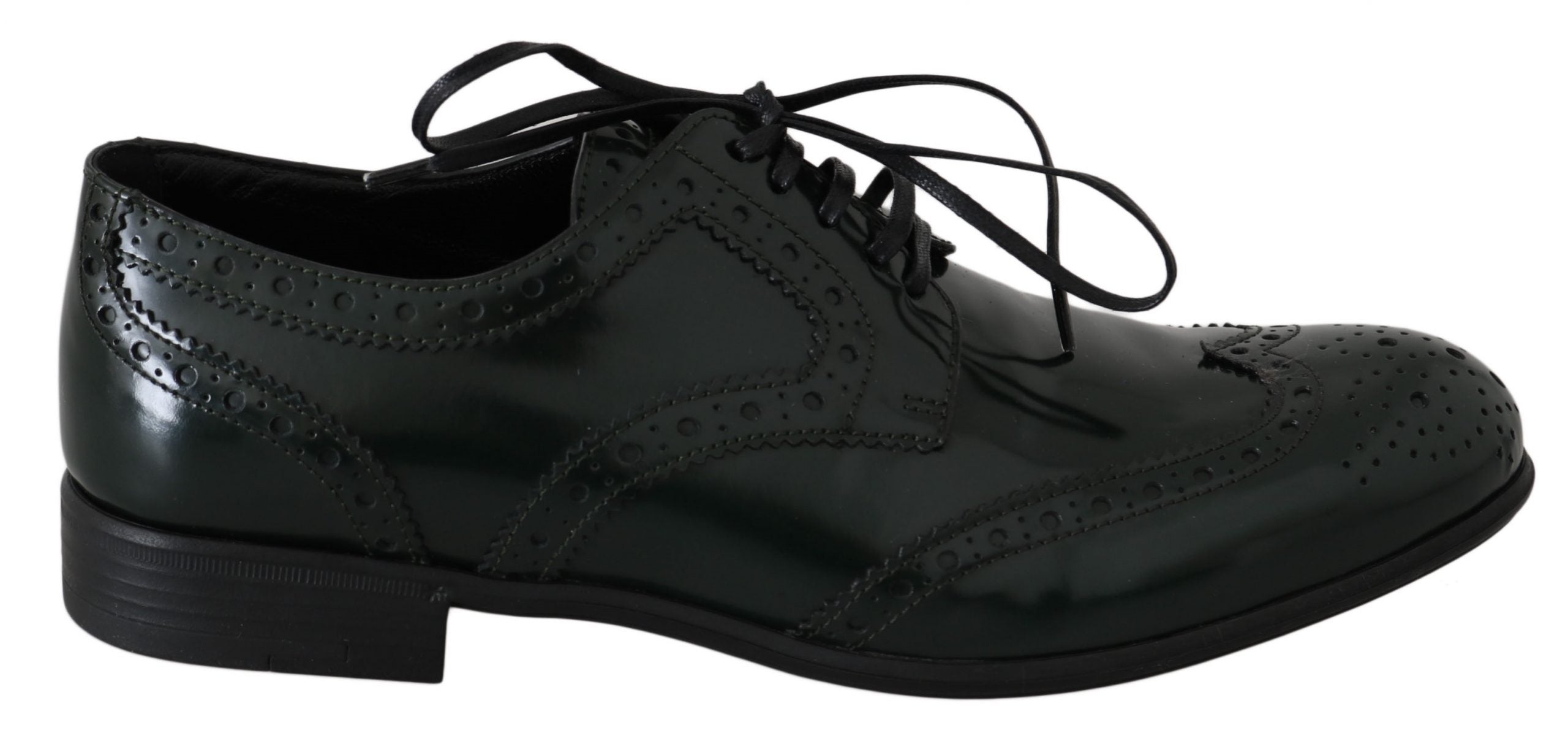 Dolce & Gabbana Green Leather Brogue Oxford Wingtip Shoes