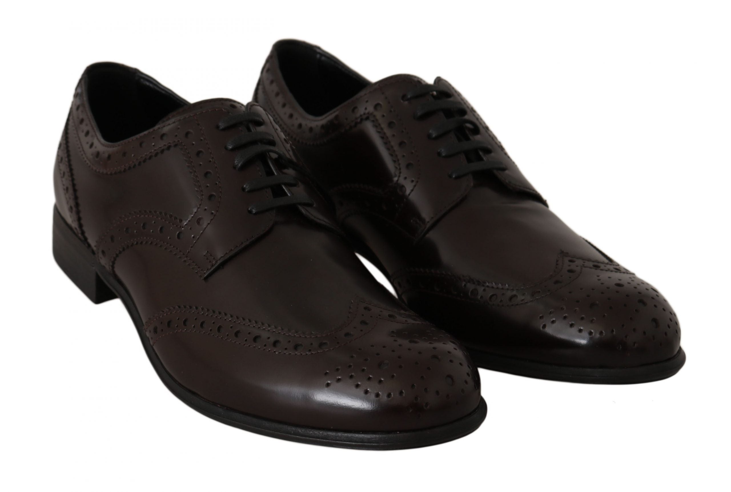 Dolce & Gabbana Brown Leather Brogue Oxford Wingtip Shoes