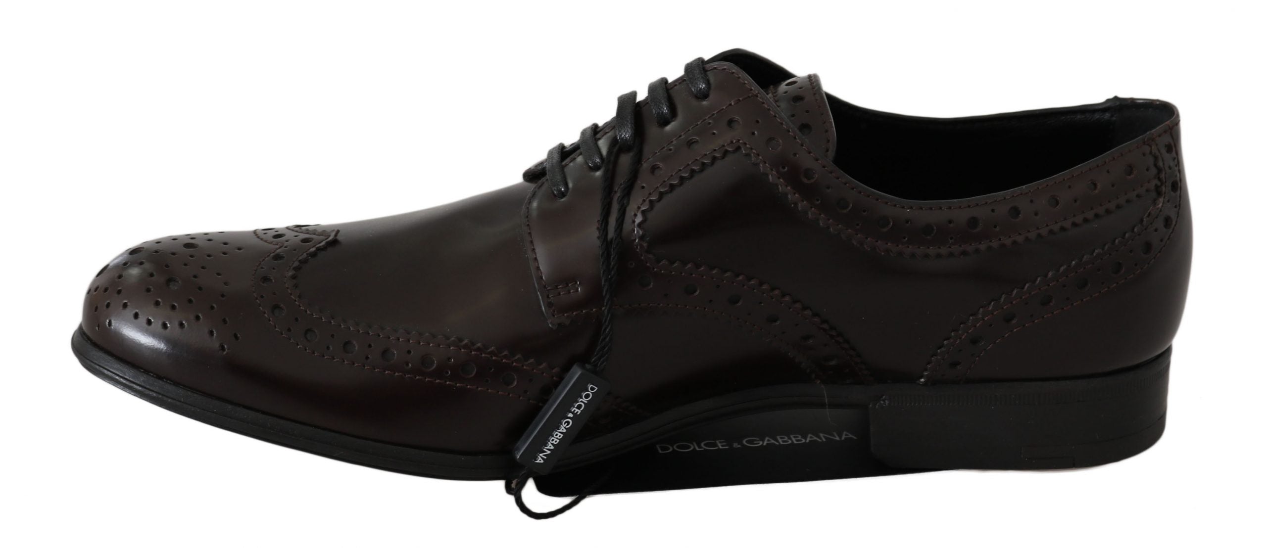 Dolce & Gabbana Brown Leather Brogue Oxford Wingtip Shoes