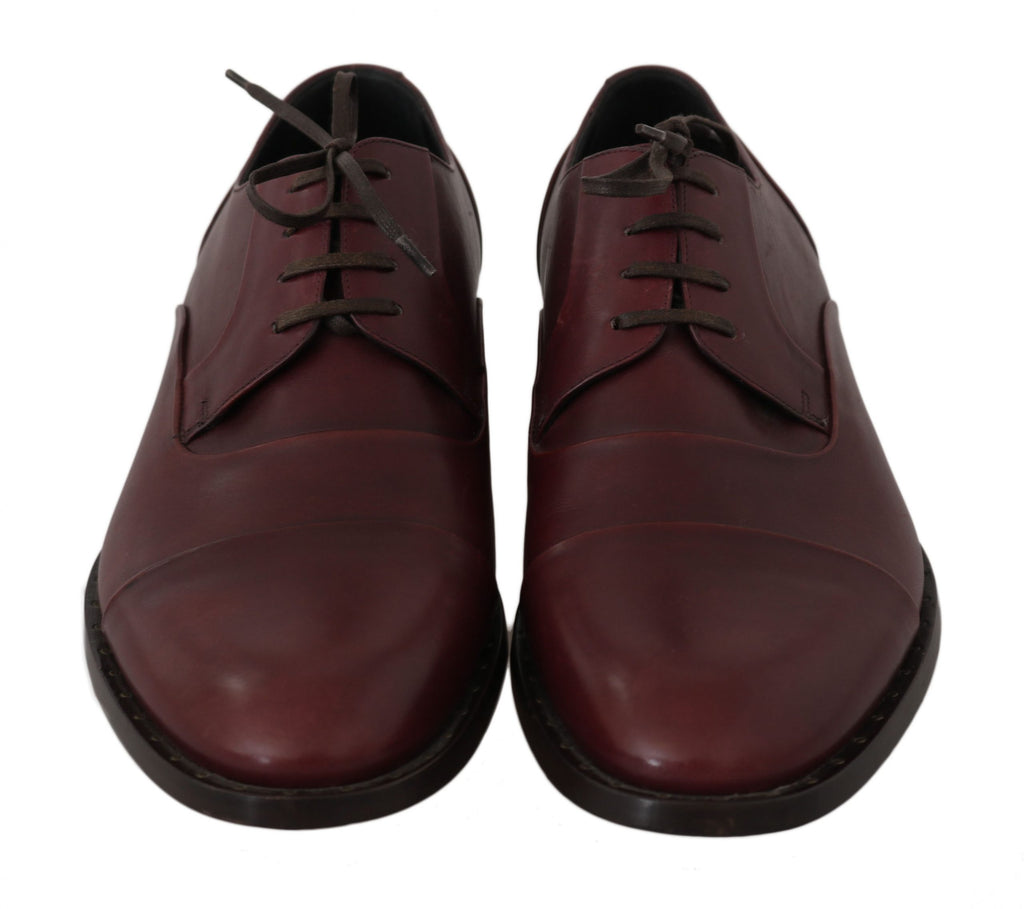 Dolce & Gabbana Rote Bordeaux Leder Derby Formelle Schuhe