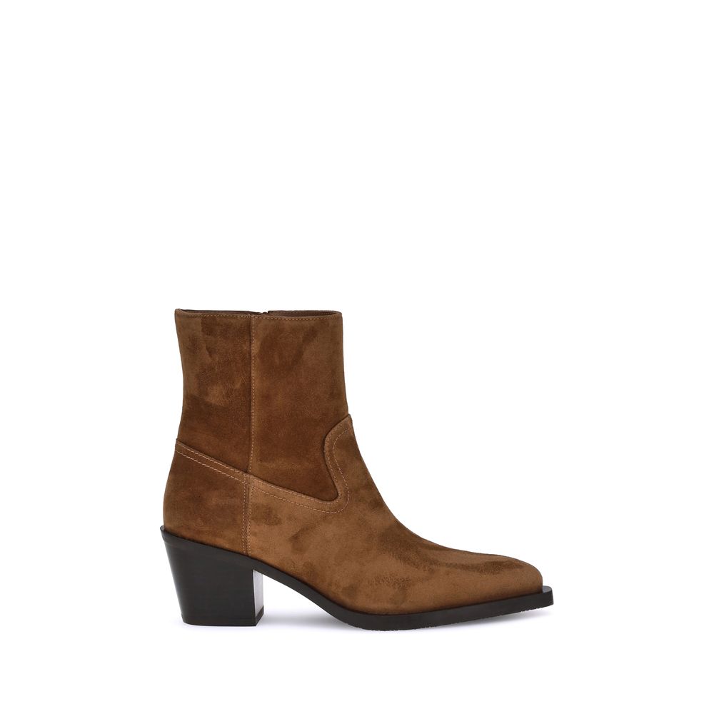 Stuart Weitzman Braune Ankle Boots aus Kalbsleder Bos Taurus