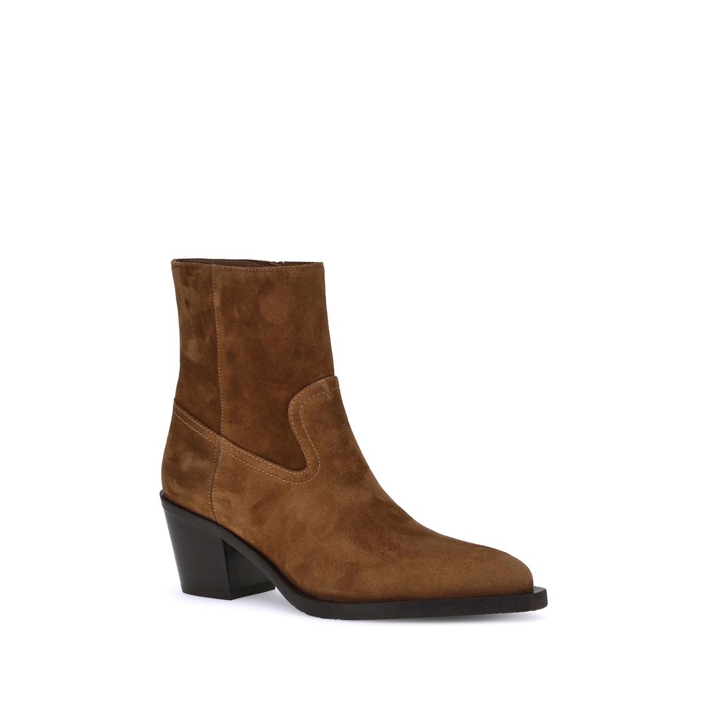 Stuart Weitzman Braune Ankle Boots aus Kalbsleder Bos Taurus