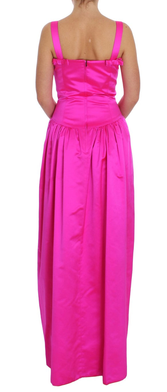 Dolce & Gabbana Rosa Seide Langes Etuikleid Ballkleid