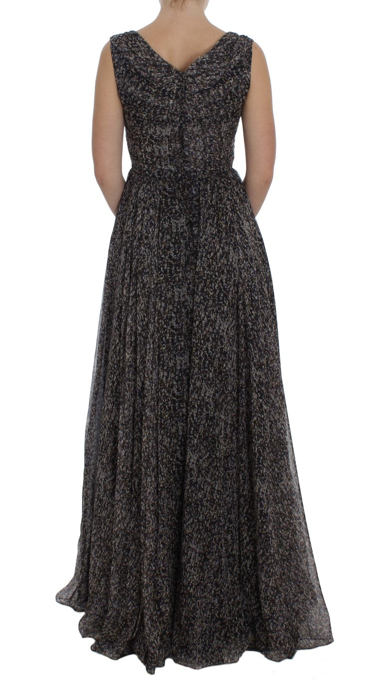 Dolce & Gabbana Dunkles Seiden-Shiftkleid in voller Länge
