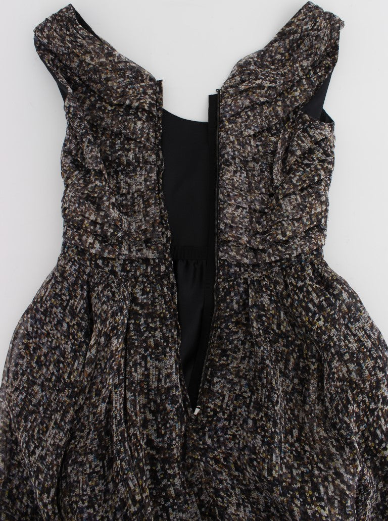 Dolce & Gabbana Dunkles Seiden-Shiftkleid in voller Länge