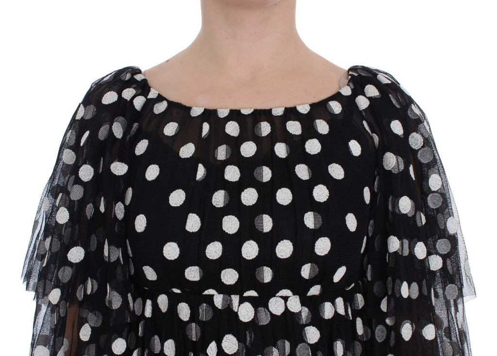 Dolce & Gabbana Black and White Polka Dot Ruffle Dress