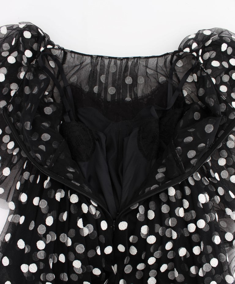 Dolce & Gabbana Black and White Polka Dot Ruffle Dress