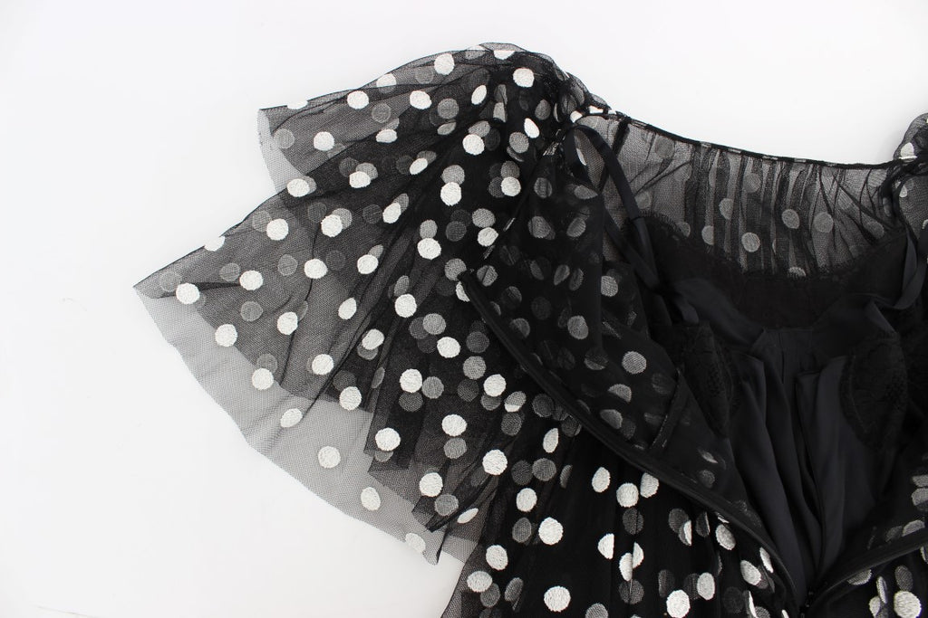 Dolce & Gabbana Black and White Polka Dot Ruffle Dress