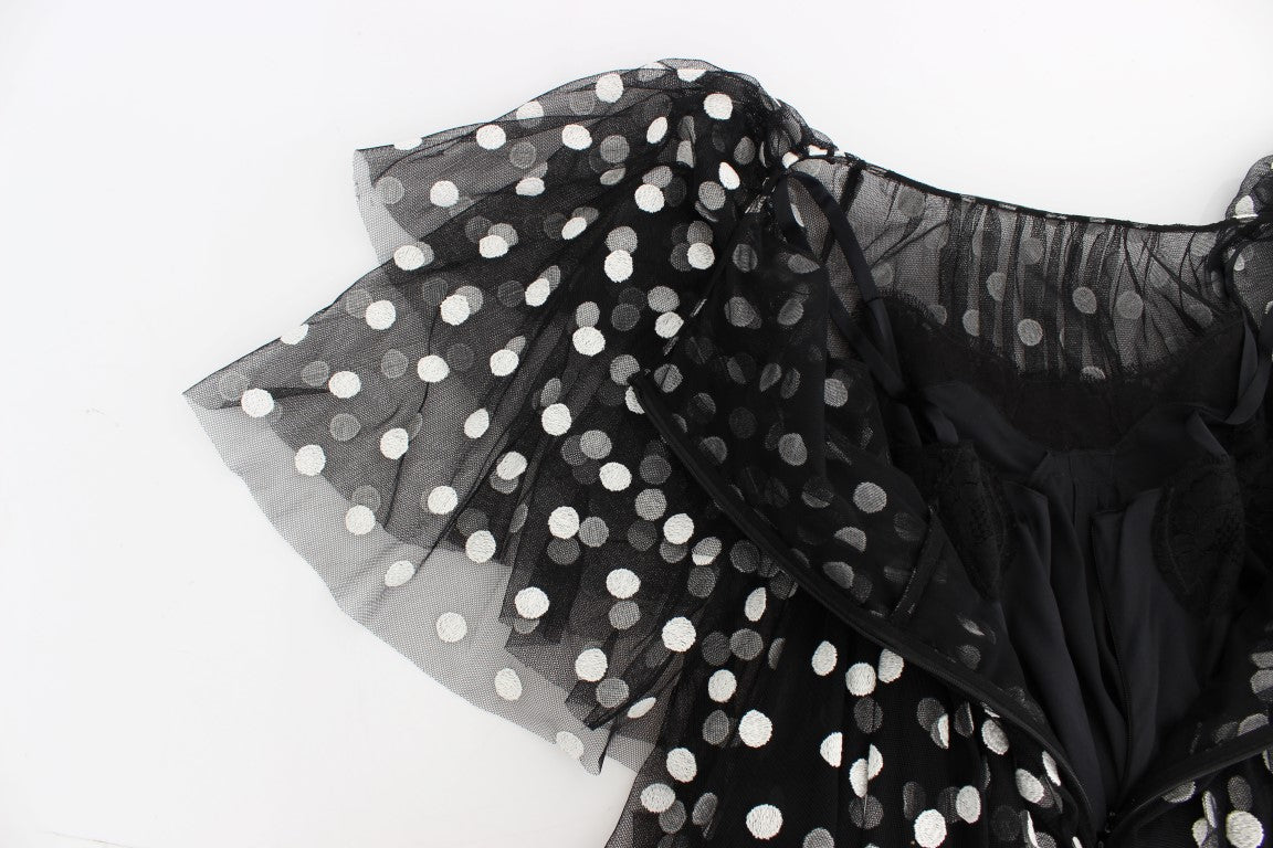 Dolce & Gabbana Black and White Polka Dot Ruffle Dress