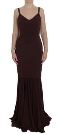 Dolce & Gabbana Full-Length Burgundy Stretch Sheath Dress
